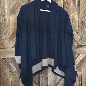 DEAR CASHMERE SWEATER BLUE GRAY CARDIGAN